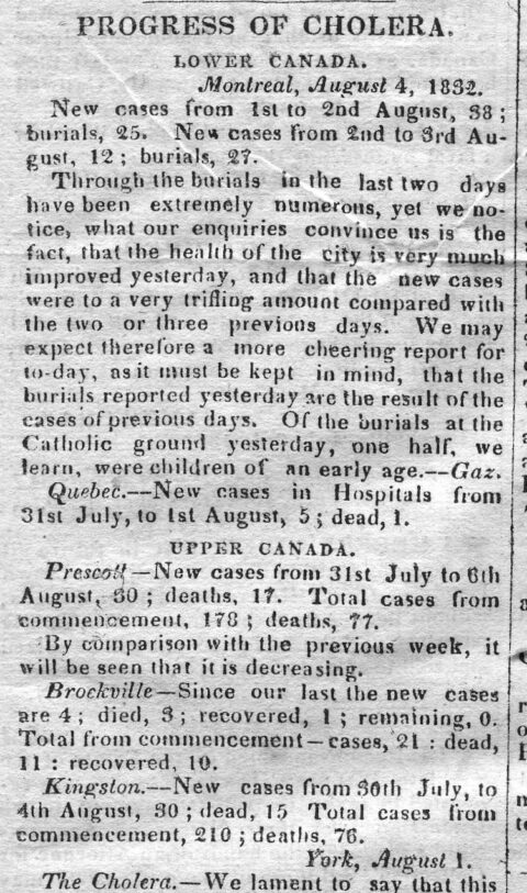 Cholera Hits Brockville (1832) - Brockville Museum